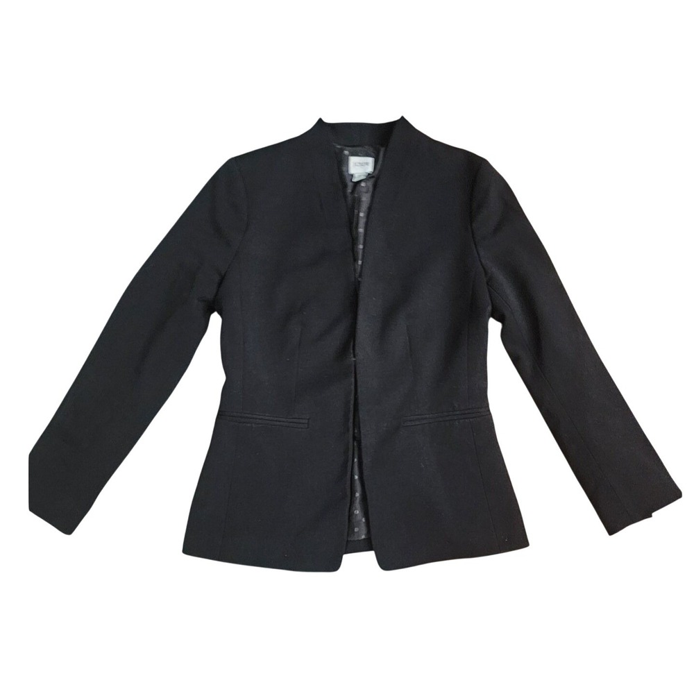 J Crew Broadway Blazer Black Collarless Classic Single Breasted Preppy Work 00